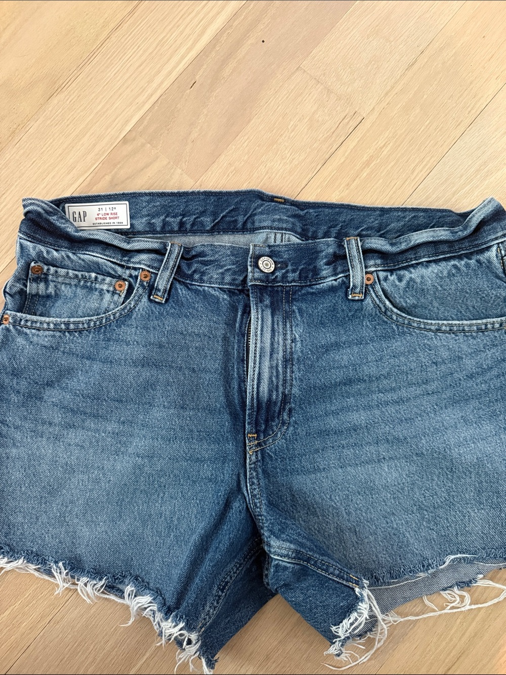 GAP Light Blue Low-Rise Stride Denim Shorts